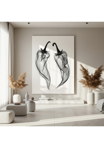 Soyut Biçimcilik Siyah Beyaz Biber Illüstrasyon Tablosu fırsatları