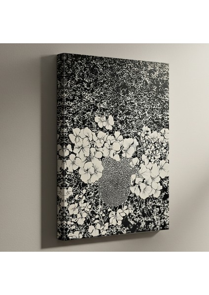 Karanlık Romantik Çiçek Desenli Soyut Sanat Tablosu