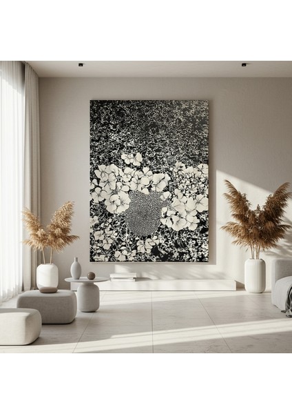 Karanlık Romantik Çiçek Desenli Soyut Sanat Tablosu fırsatları