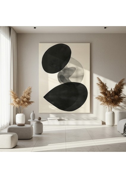 Soyut Siyah Beyaz Akışkan Formlar Tablosu fırsatları