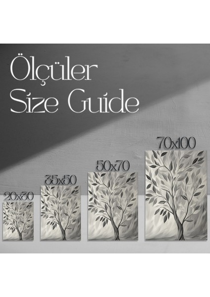 Gri Tonlarda Soyut Ağaç Tablosu modelleri