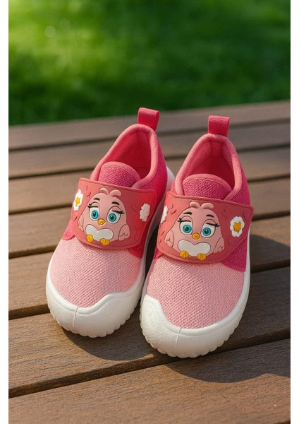 Baykuş Baskılı Kız Çocuk Panduf Pembe