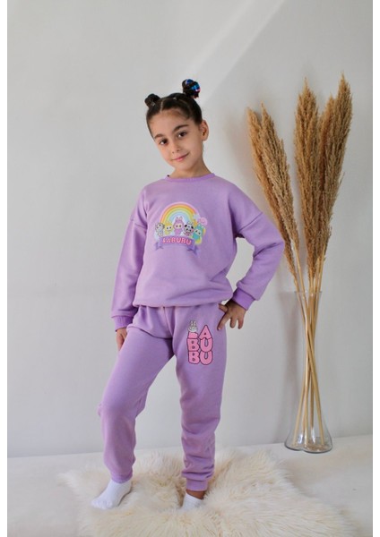 Matu Kids Lila Labubu Baskılı Kız Çocuk Alt Üst 3 Iplik Eşofman Takım 3/10 Yaş fırsatları