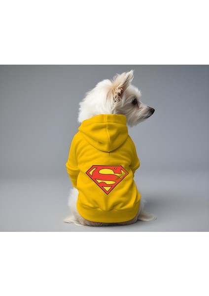 Kedi ve Köpek Kıyafeti & Elbisesi - Sarı Hoodie Superman
