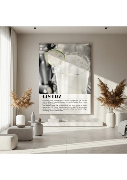 Gin Fizz Kokteyli Illüstrasyon Tablosu fırsatları