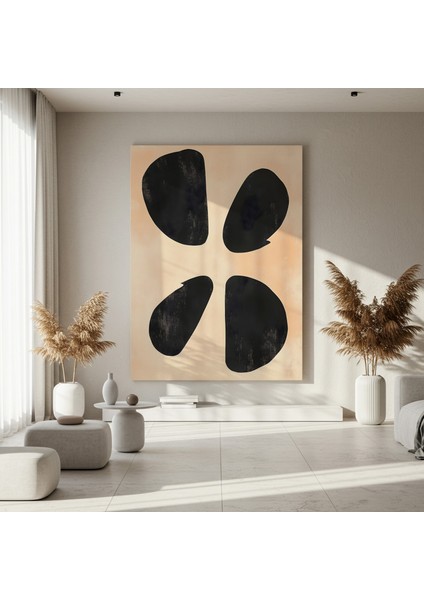 Soyut Minimalist Siyah-Şeftali Tonları Modern Sanat Tablosu fırsatları