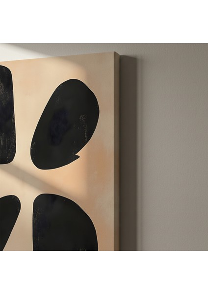Soyut Minimalist Siyah-Şeftali Tonları Modern Sanat Tablosu indirimleri