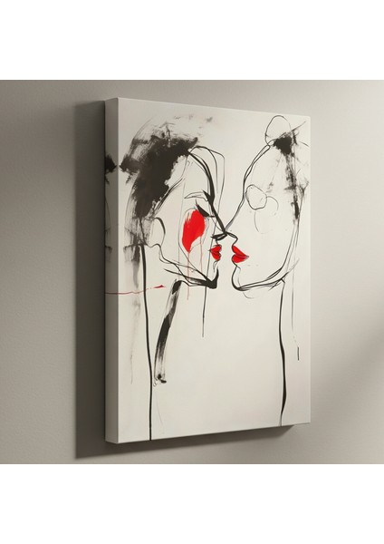 Soyut Romantik Öpücük Tablosu