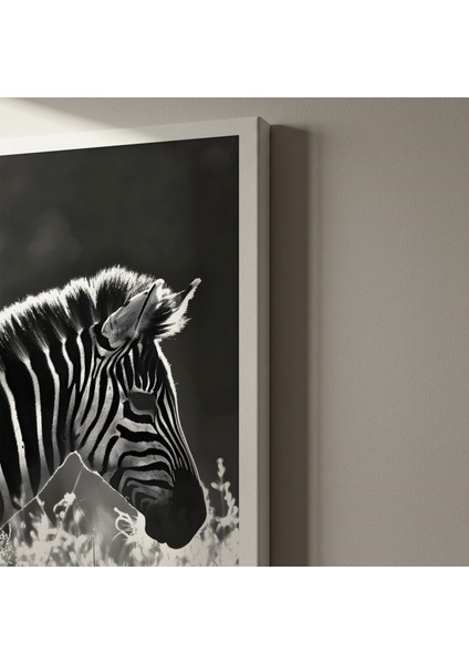 Zebra Baskısı Siyah Beyaz Hayvan Portresi Tablosu indirimleri