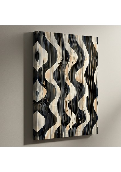 Soyut Ahşap Dalga Desenli Modern Sanat Tablosu