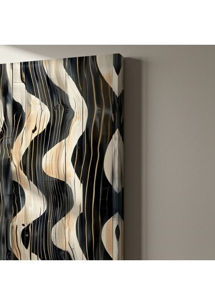 Soyut Ahşap Dalga Desenli Modern Sanat Tablosu indirimleri