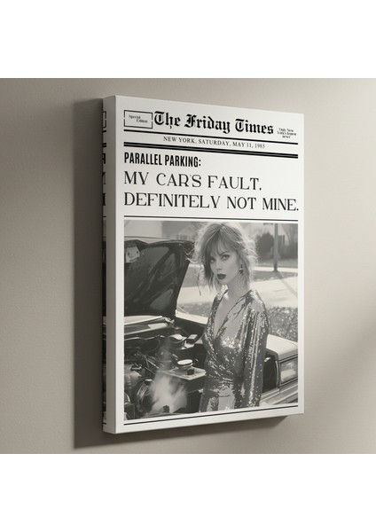 1980LER Stili Gazete Kupürü Kadın Portresi Tablosu