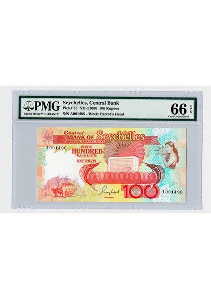 Seychelles 500 Rupees 2016 PICK#51A Pmg 64 Epq – Unc Serifikali Banknot fiyatları