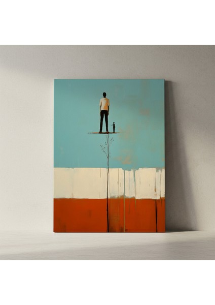 Soyut Insan Figürleri ve Minimalist Manzara Tablosu fiyatları