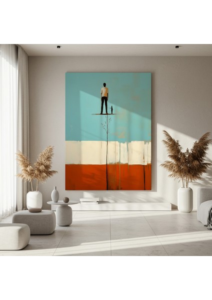 Soyut Insan Figürleri ve Minimalist Manzara Tablosu fırsatları