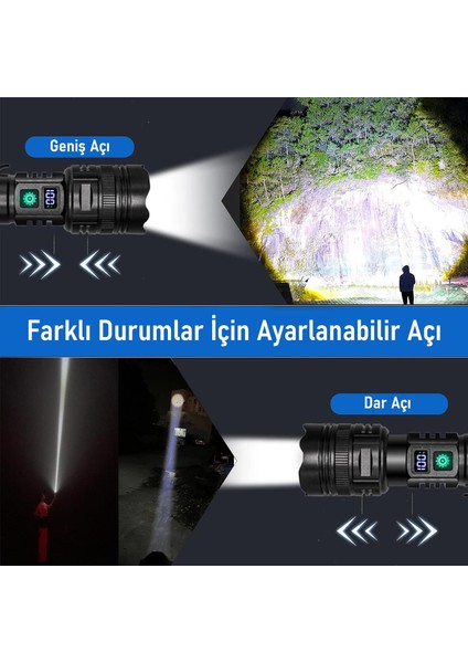 Profesyonel Şarjlı LED El Feneri – Güçlü Avcı Feneri, Uzun Pil Ömrü, Dayanıklı Tasarımavcı Feneri fiyatları