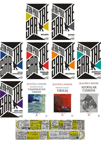 Jean-Paul Sartre 10 Kitap Set / Bulantı - Özgürlük Yolları - Duvar + Mat. Öğreten Cetvel