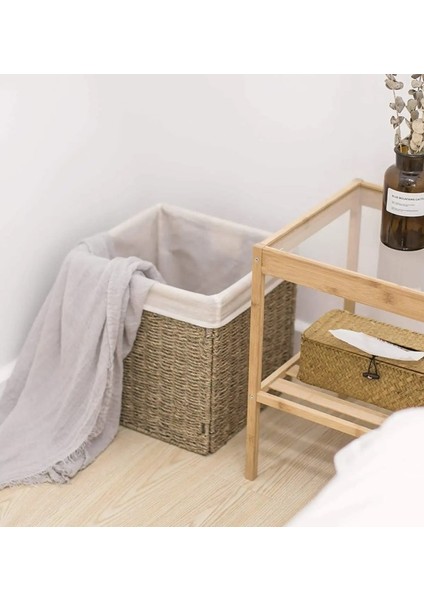 Dekoratif Katlanır Kare Hasır Seagrass Saklama/depolama Sepeti/düzenleyici 32X32CM 1 Adet fiyatları