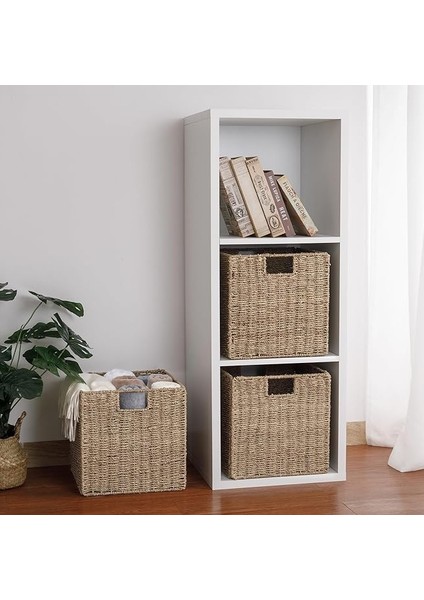 Dekoratif Katlanır Kare Hasır Seagrass Saklama/depolama Sepeti/düzenleyici 32X32CM 1 Adet