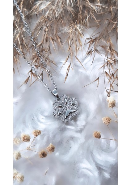 Pati Figürlü Zirkon Taşlı Çelik Kolye