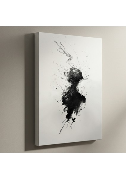 Soyut Siyah Mürekkep Sanatı Tablosu