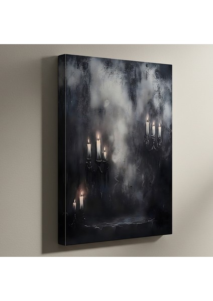 Karanlık Romantizm Mumlar Soyut Tablosu