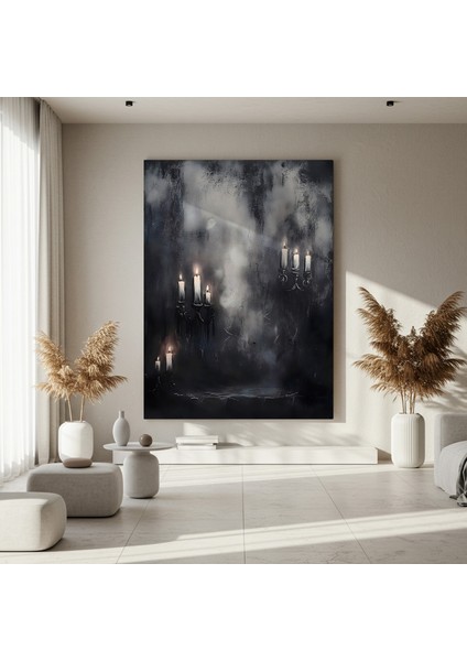 Karanlık Romantizm Mumlar Soyut Tablosu fırsatları