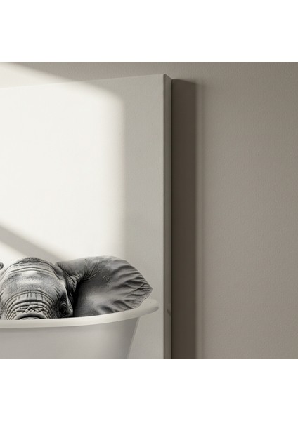 Banyo Küvetinde Fil Yavrusu Siyah Beyaz Fotoğraf Tablosu indirimleri