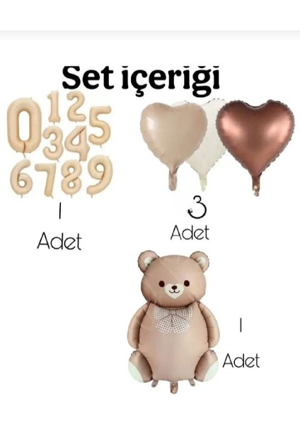 Retro Ayı Konseptli Yaş Folyo Balonlu Kalp Detaylı Mini Doğum Günü Parti Kutlama Seti Süsü fiyatları