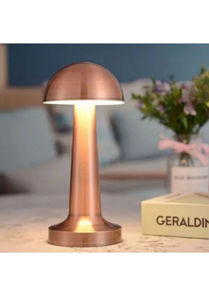 Buffer® Mantar Model Bronz Renk Şarjlı Dokunmatik 3 Renkli LED Masa Lambası fırsatları