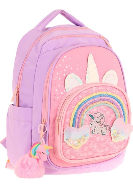 üç bölmeli kids okul çantası pembe