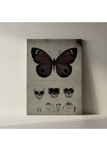 Karanlık Romantizm Kelebek ve Kafatası Tablosu fiyatları