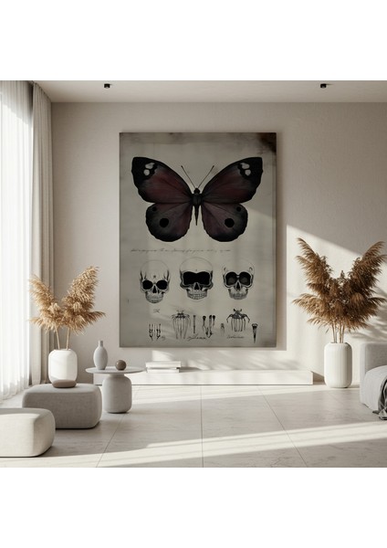 Karanlık Romantizm Kelebek ve Kafatası Tablosu fırsatları