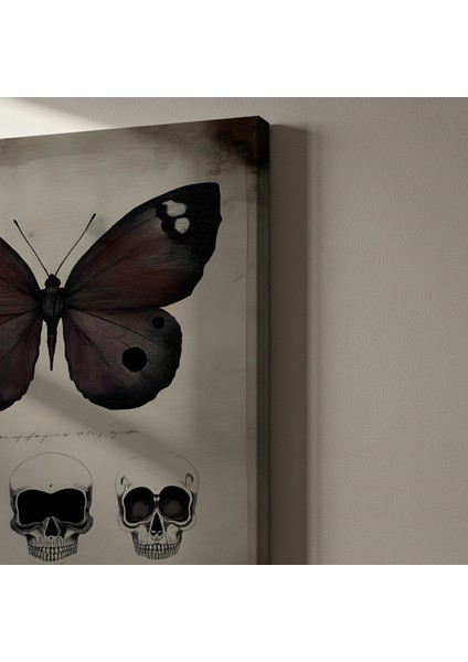 Karanlık Romantizm Kelebek ve Kafatası Tablosu indirimleri