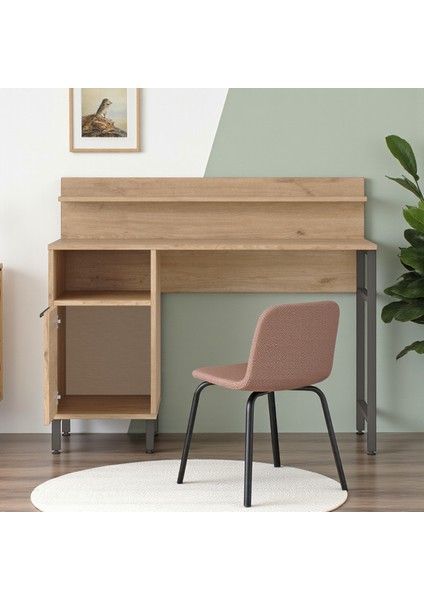 Genç Çalışma Masası Raflı Dolaplı 120x60cm Metal Ayaklı Sepet modelleri