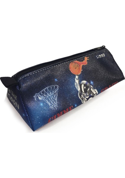 Kalem Kutusu Basketbolcu Astronot Space Üçgen Kalemkutu Jumbo Vegan Deri Kalemlik