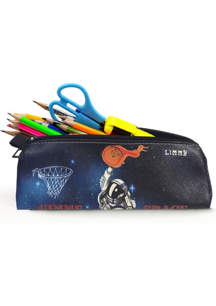 Kalem Kutusu Basketbolcu Astronot Space Üçgen Kalemkutu Jumbo Vegan Deri Kalemlik modelleri