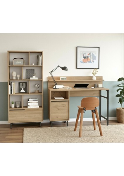 Genç Çalışma Masası ve Kitaplık 2'li Takım Sepet