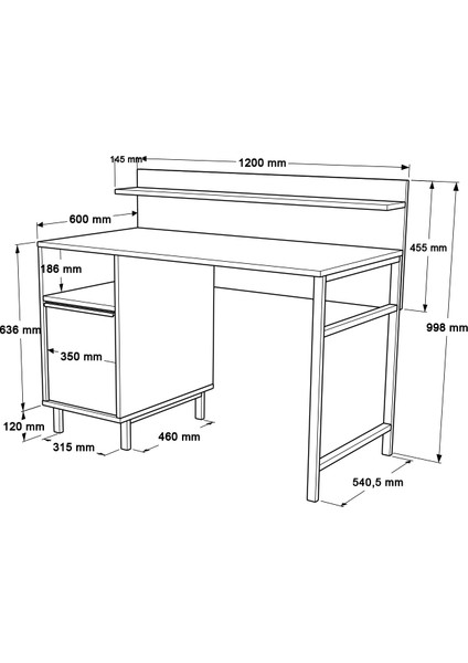 Genç Çalışma Masası ve Kitaplık 2'li Takım Sepet