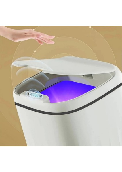 Sensörlü Çöp Kovası Antibakteriyel Uv Işıklı 20 Litre + Deterjan Hazneli Beyaz Silikon Klozet Fırçası-Bys indirimleri