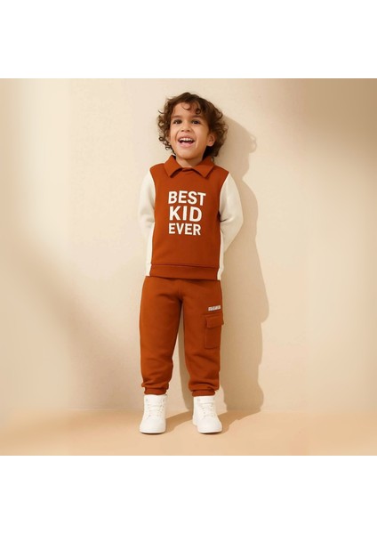 Erkek Çocuk Takım Eşofman Takımı Sweat & Kargo Cepli Alt 2'li Spor Set Mevsimlik 4-8 Yaş