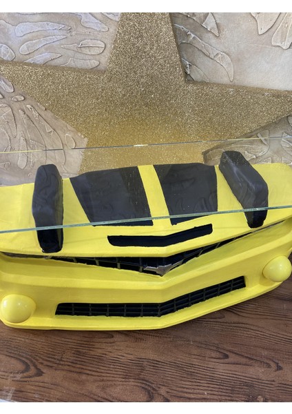 Işıklı Raflı Camaro Duvar Objesi Araba Sarı Siyah