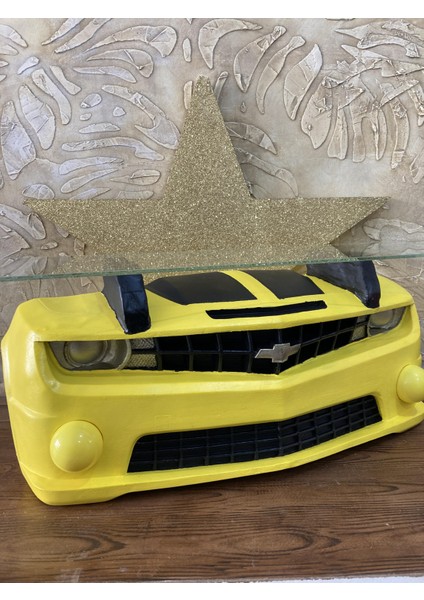 Işıklı Raflı Camaro Duvar Objesi Araba Sarı Siyah