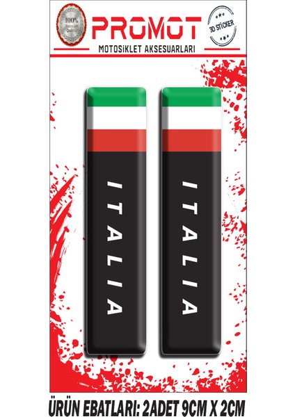 Italya Ön Maşa 3D Kabartmalı 2'li Damla Sticker 1