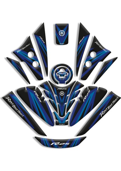 Motosıklet Tank Pad Yamaha R25 Full Set (2019/2024) Uyumlu 07