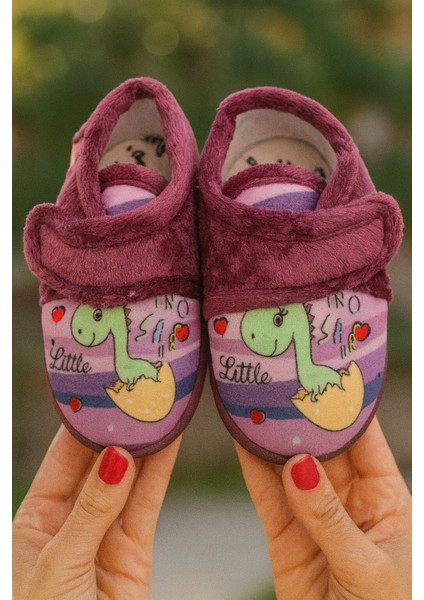 Dinozor Baskılı Cırtlı Kız Bebek Panduf fiyatları