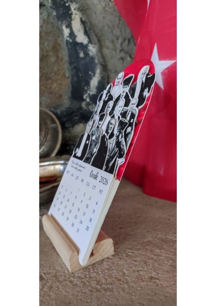 2026 Atatürk Takvimi Ahşap Ayaklı Atatürk Temalı Özel Tasarım Takvim, Atatürk 2026 Takvim modelleri