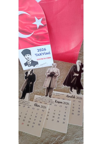 2026 Atatürk Takvimi Ahşap Ayaklı Atatürk Temalı Özel Tasarım Takvim, Atatürk 2026 Takvim indirimleri
