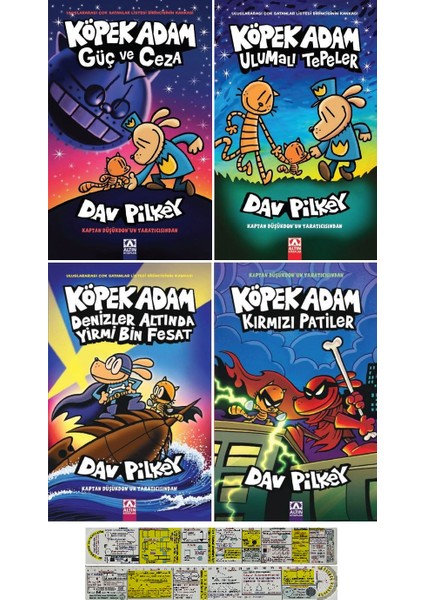 Köpek Adam 9-10-11-12. Kitaplar 4'lü Çizgi Roman Seti + Mat. Öğreten Cetvel