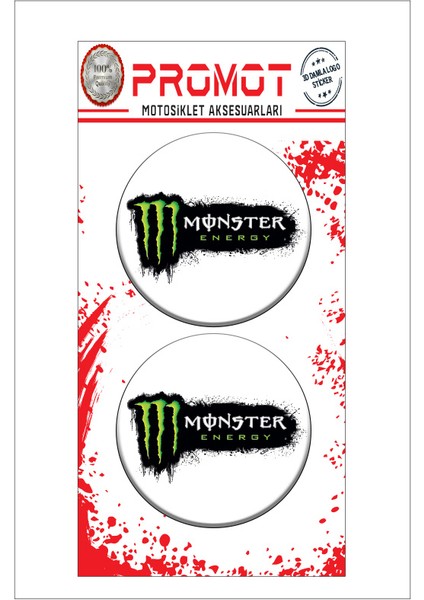 Monster 3D Kabartmalı Damla Logo Sticker 5cm 13
